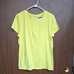 Ellen Tracy Size L Yellow Crew Neck T-Shirt